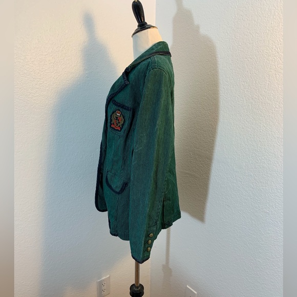 NWOT Diane Gilman Green & Black Striped Jean Preppy Blazer Jacket - Picture 4 of 7